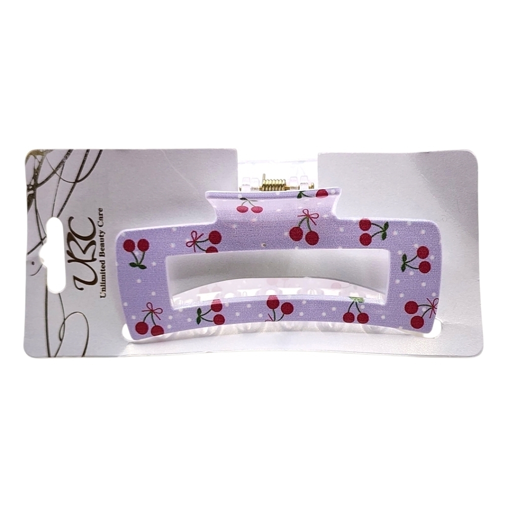 Unlimited Beauty Care Glossy Purple Retro Cherry Lobster Claw Hair Clip, NWT